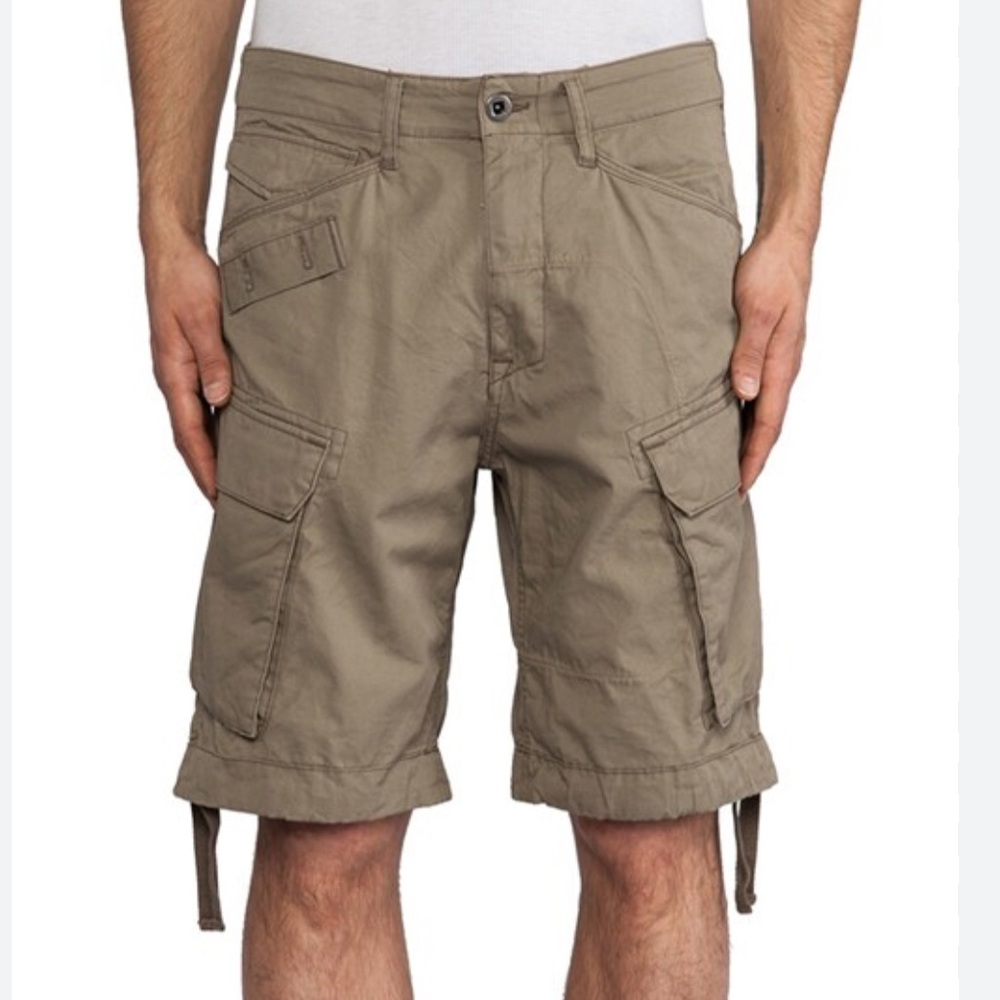 G-Star Olive-Tan Cargo Shorts with Utility Pockets